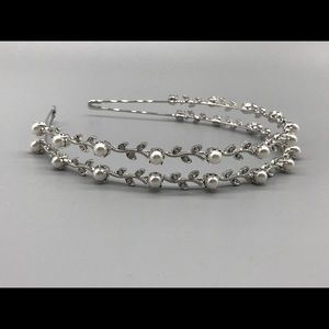 Bridal tiara double pearl Swarovski crystal